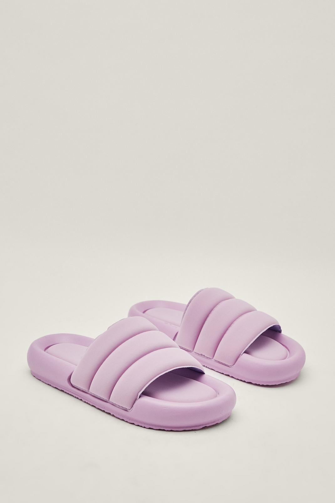 Pink Faux Leather Padded Sliders image number 1