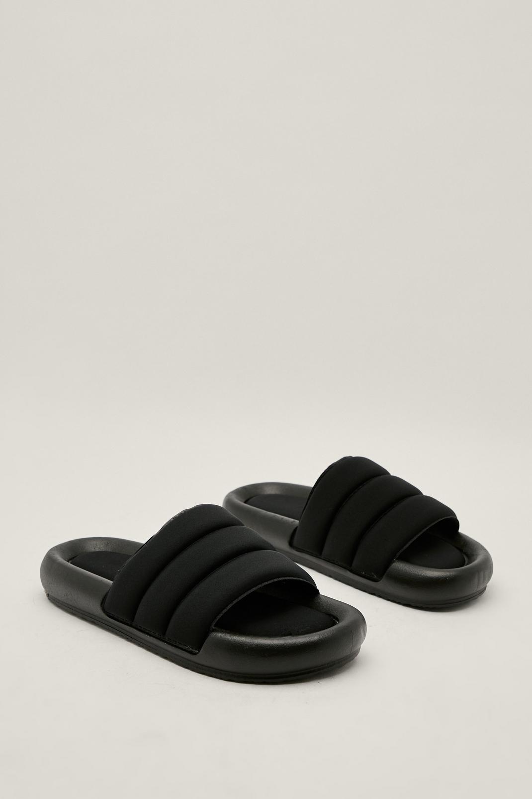 Black Padded Footbed Sliders image number 1