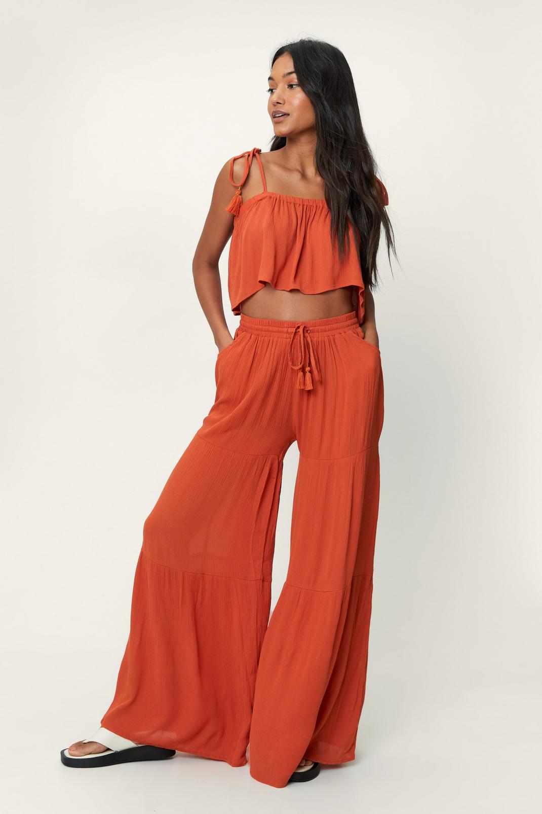 208 Crinkle Cami Top and Wide Leg Beach Pants image number 2