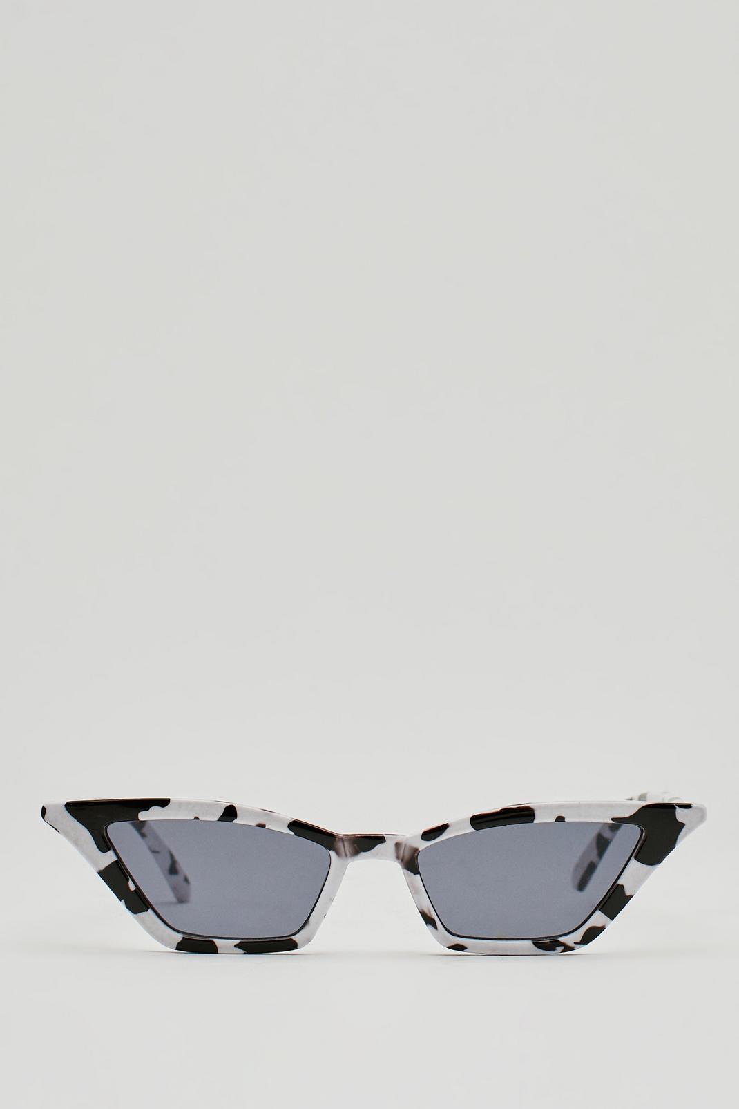 Black_white Cow Print Slim Cat Eye Sunglasses image number 1