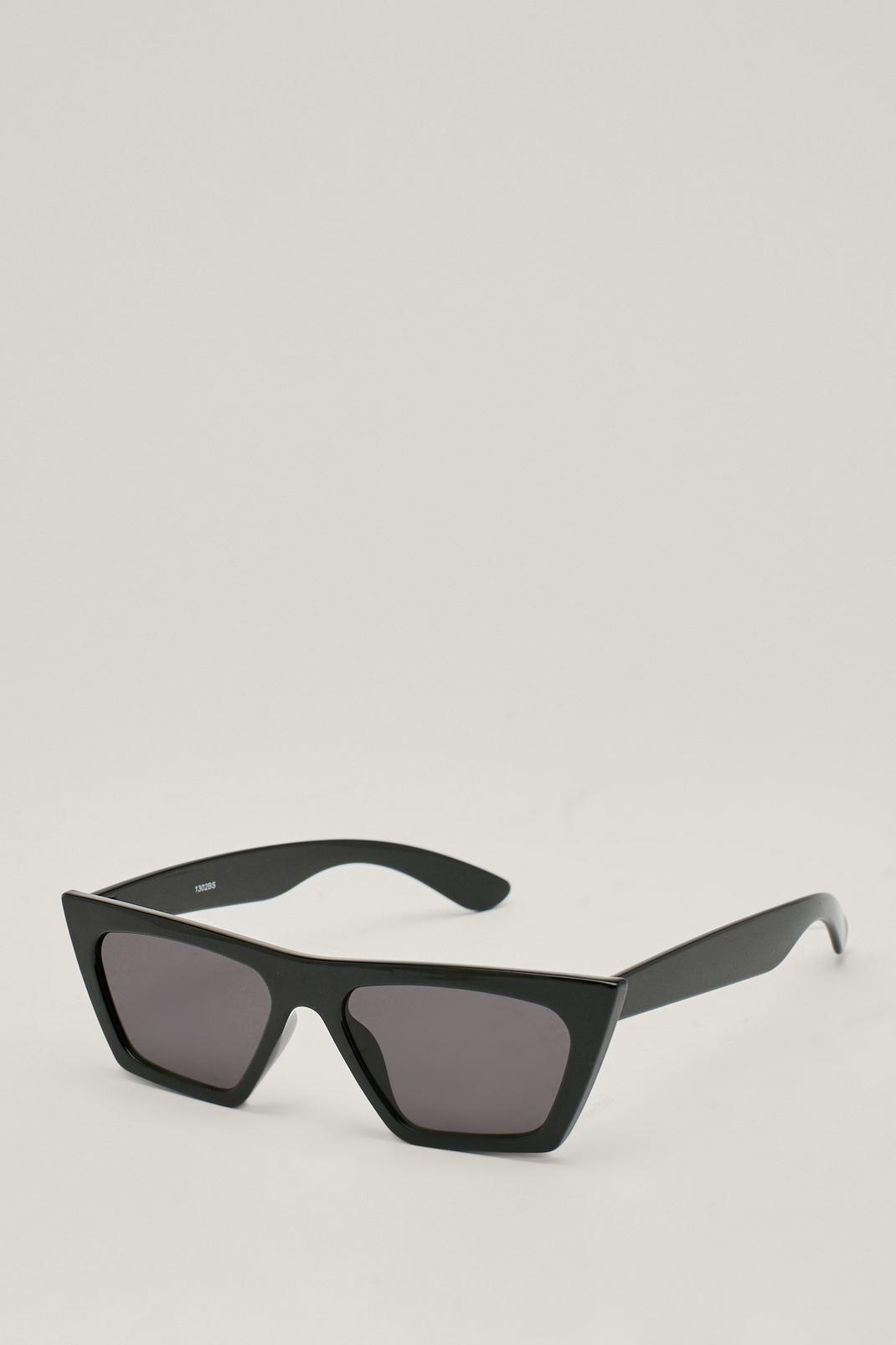 Black Slim Tinted Cat Eye Sunglasses image number 1
