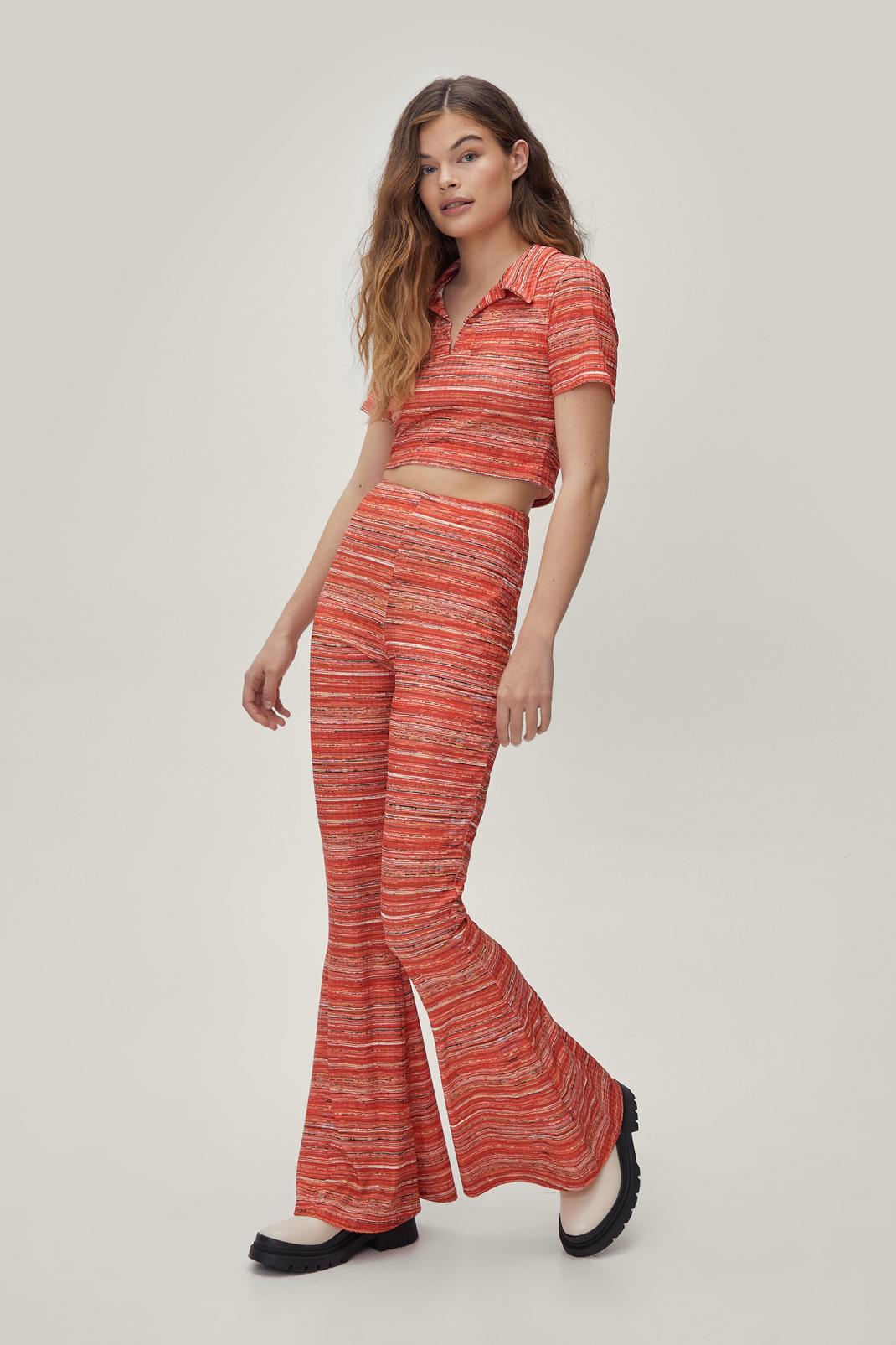 Red Ribbed Space Dye Fit and Flares image number 1