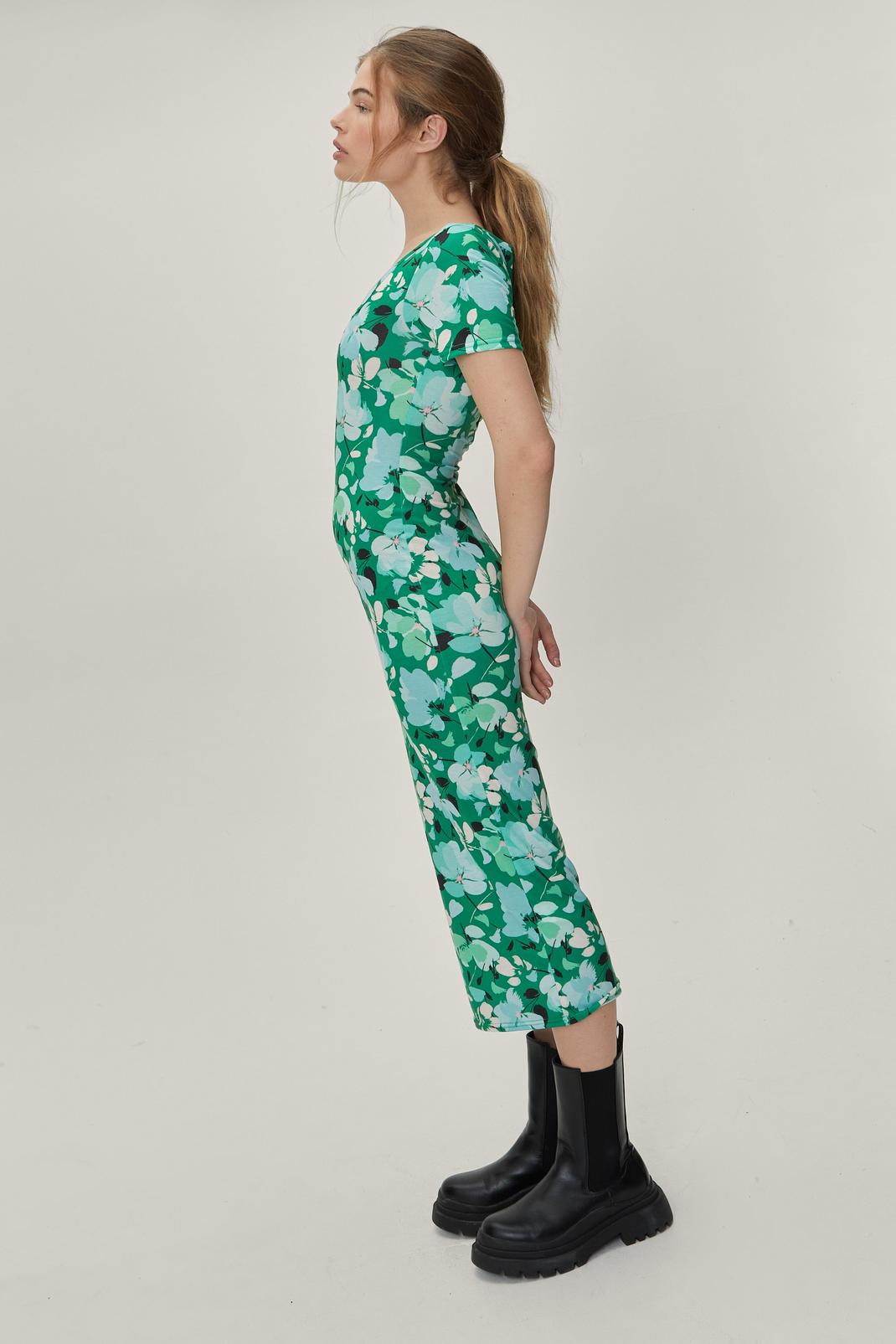 Robe mi-longue à encolure carrée et à motifs floraux, Multi image number 1
