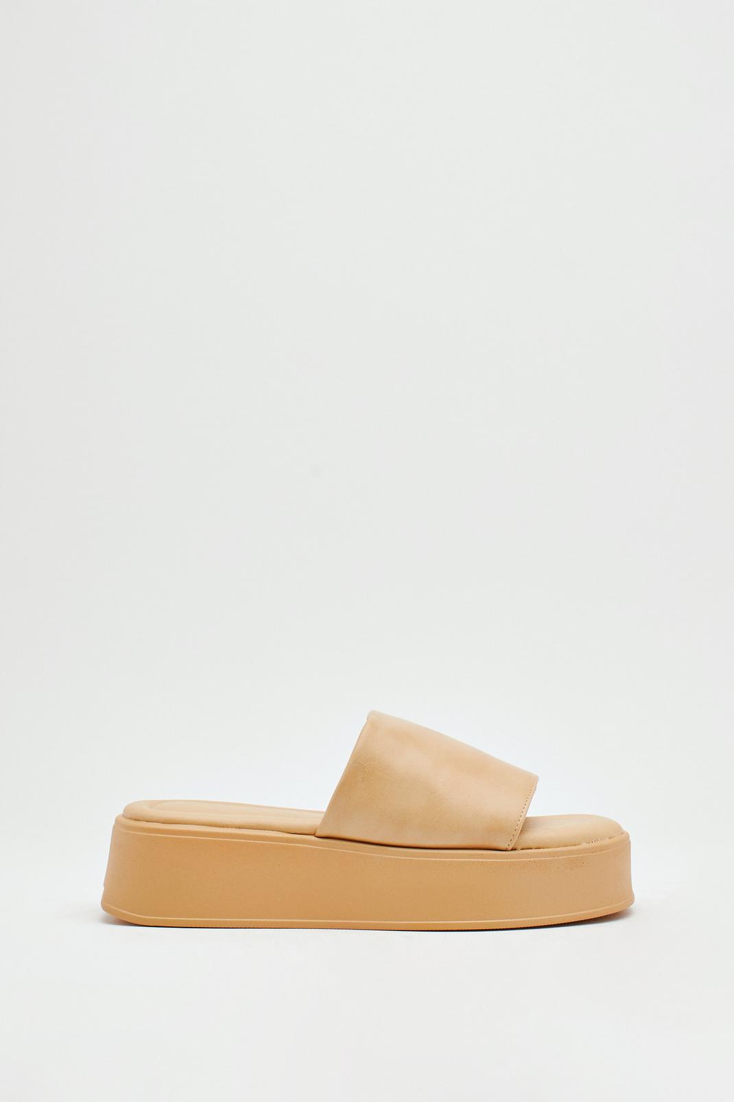 Biscuit Faux Leather Flatform Mules image number 1
