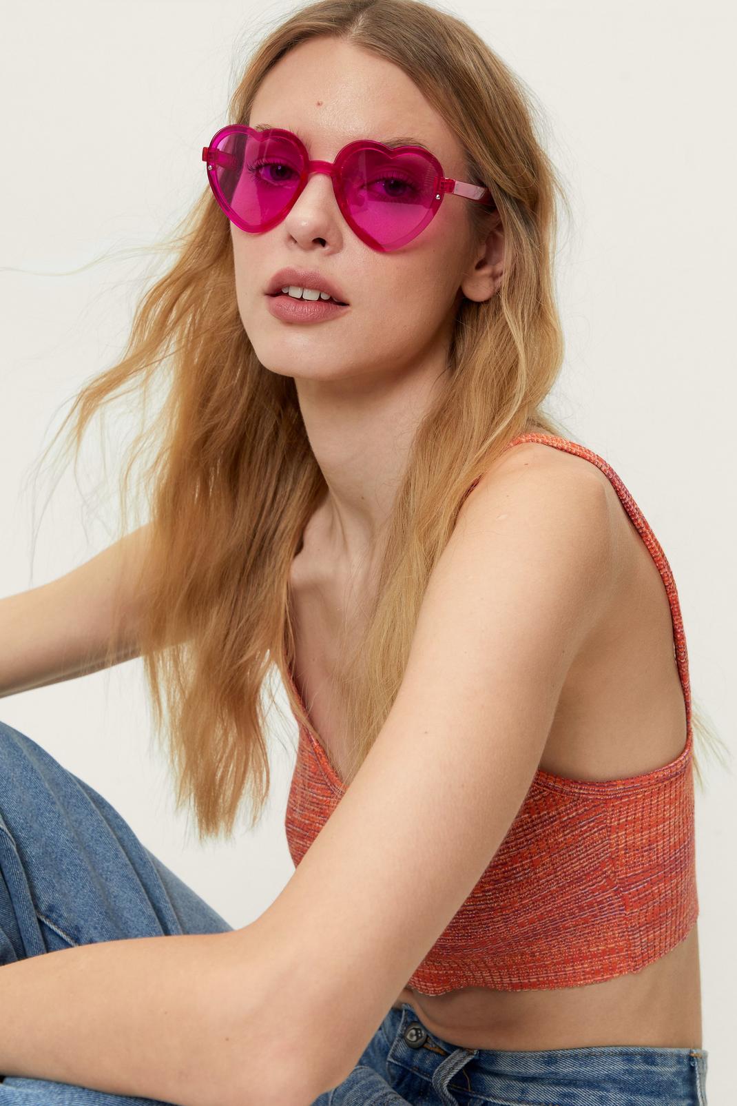 Hot pink Classic Heart Tinted Sunglasses image number 1
