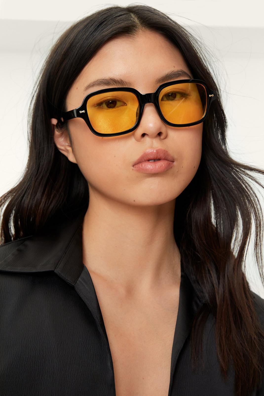 Black Yellow Tinted Lens Sunglasses image number 1