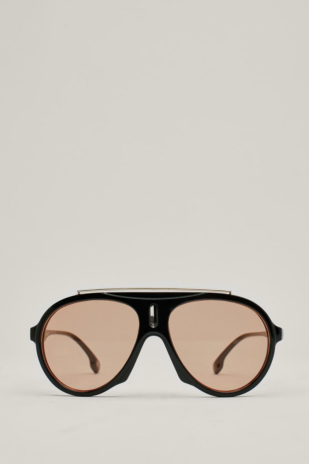 Peach Tortoiseshell Tinted Lense Aviator Sunglasses image number 1