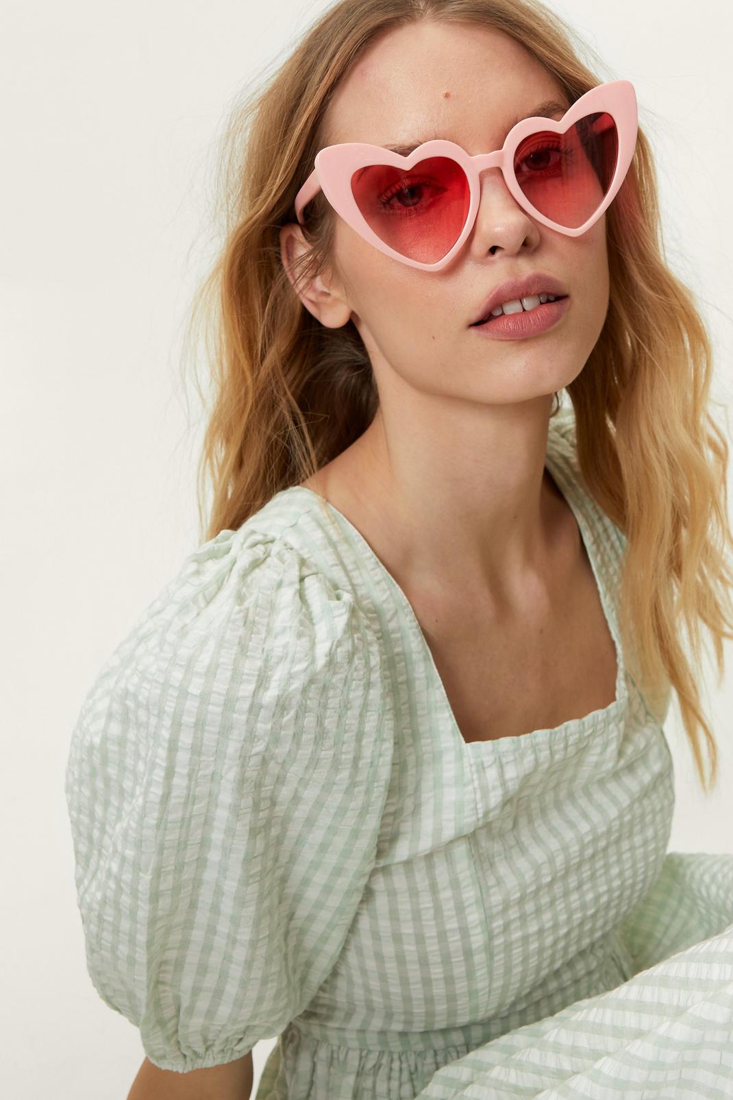 Pink Heart Shaped Cat Eye Sunglasses image number 1