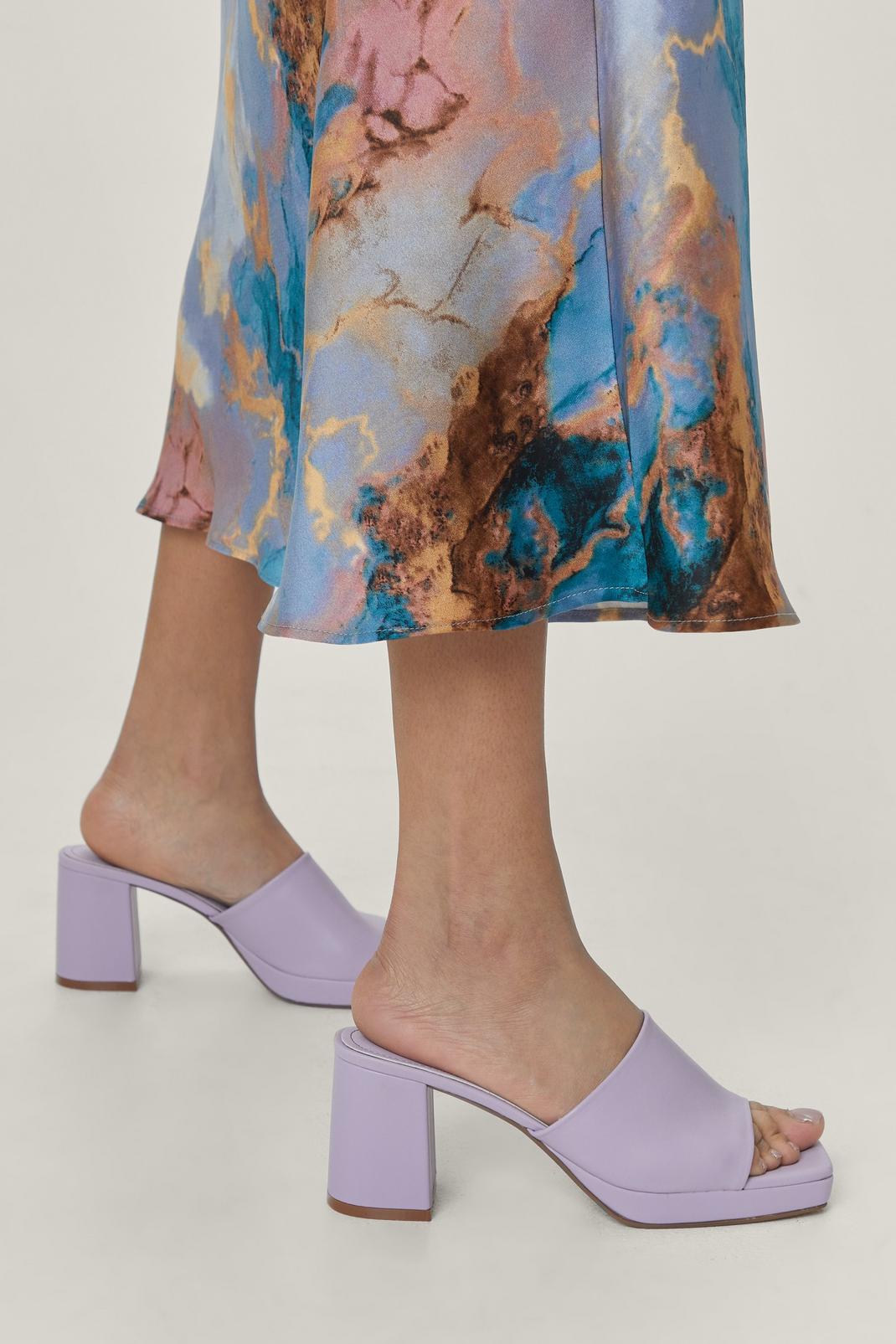 Lilac Faux Leather Platform Heeled Mules image number 1