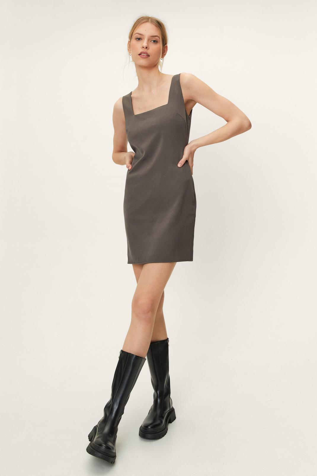 Grey Tailored Square Neck Co Ord Mini Dress image number 1