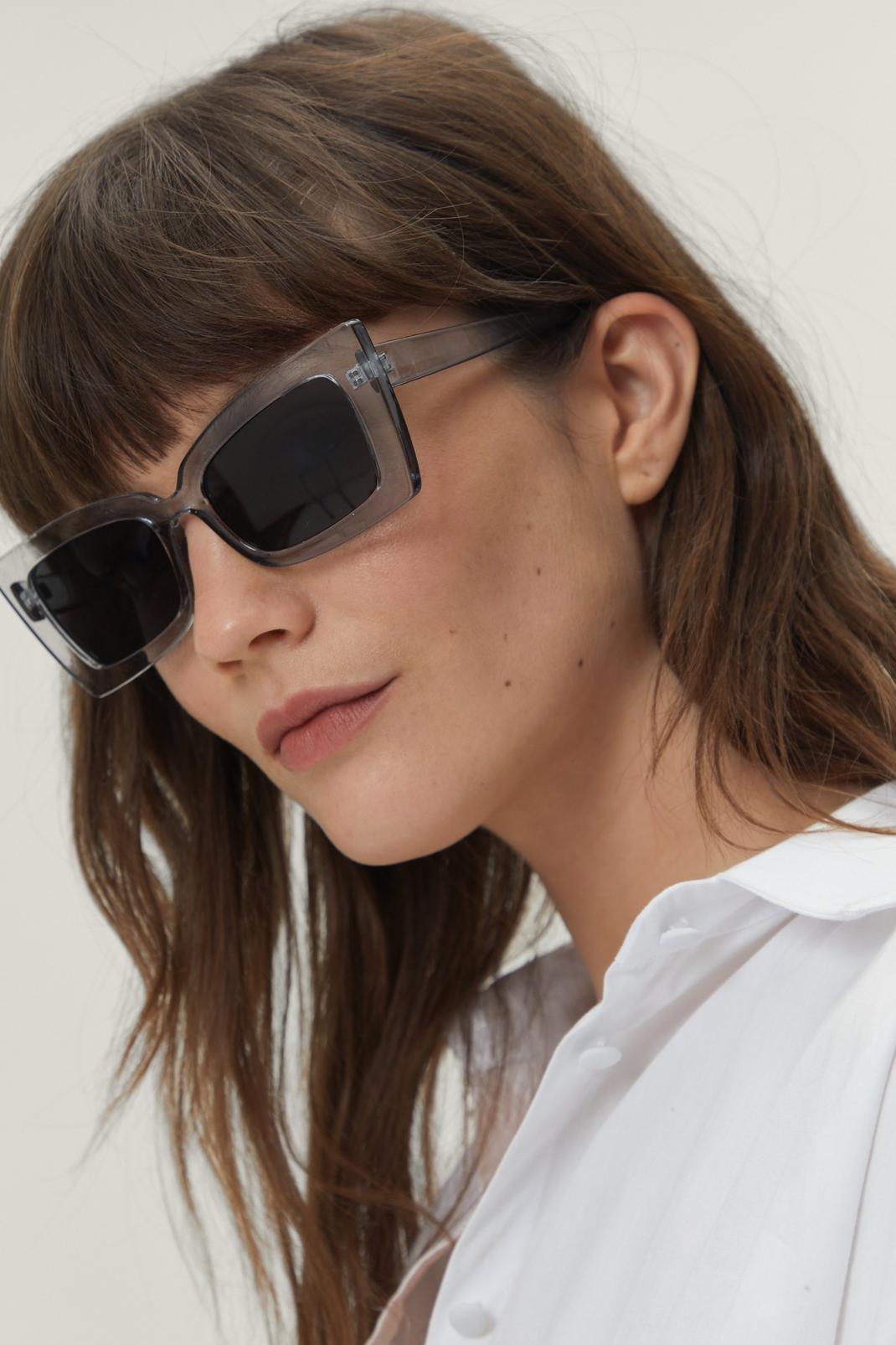 Clear Plastic Square Cat Eye Sunglasses image number 1