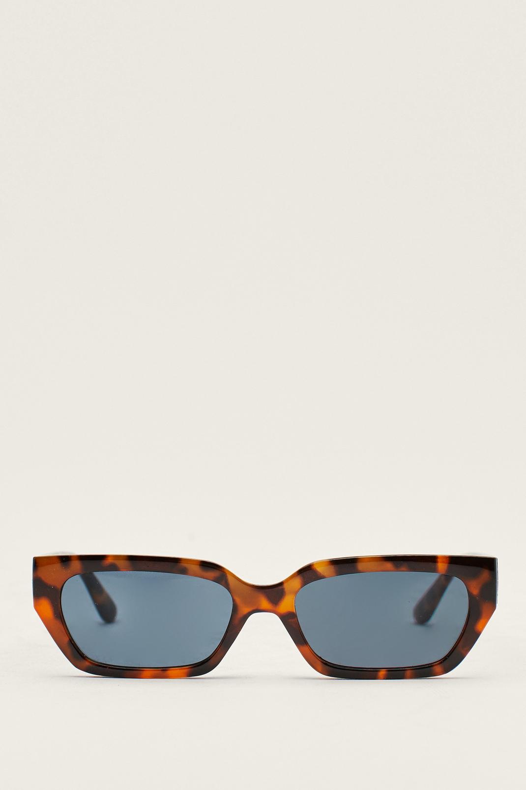 Brown Slim Rectangle Frame Sunglasses image number 1