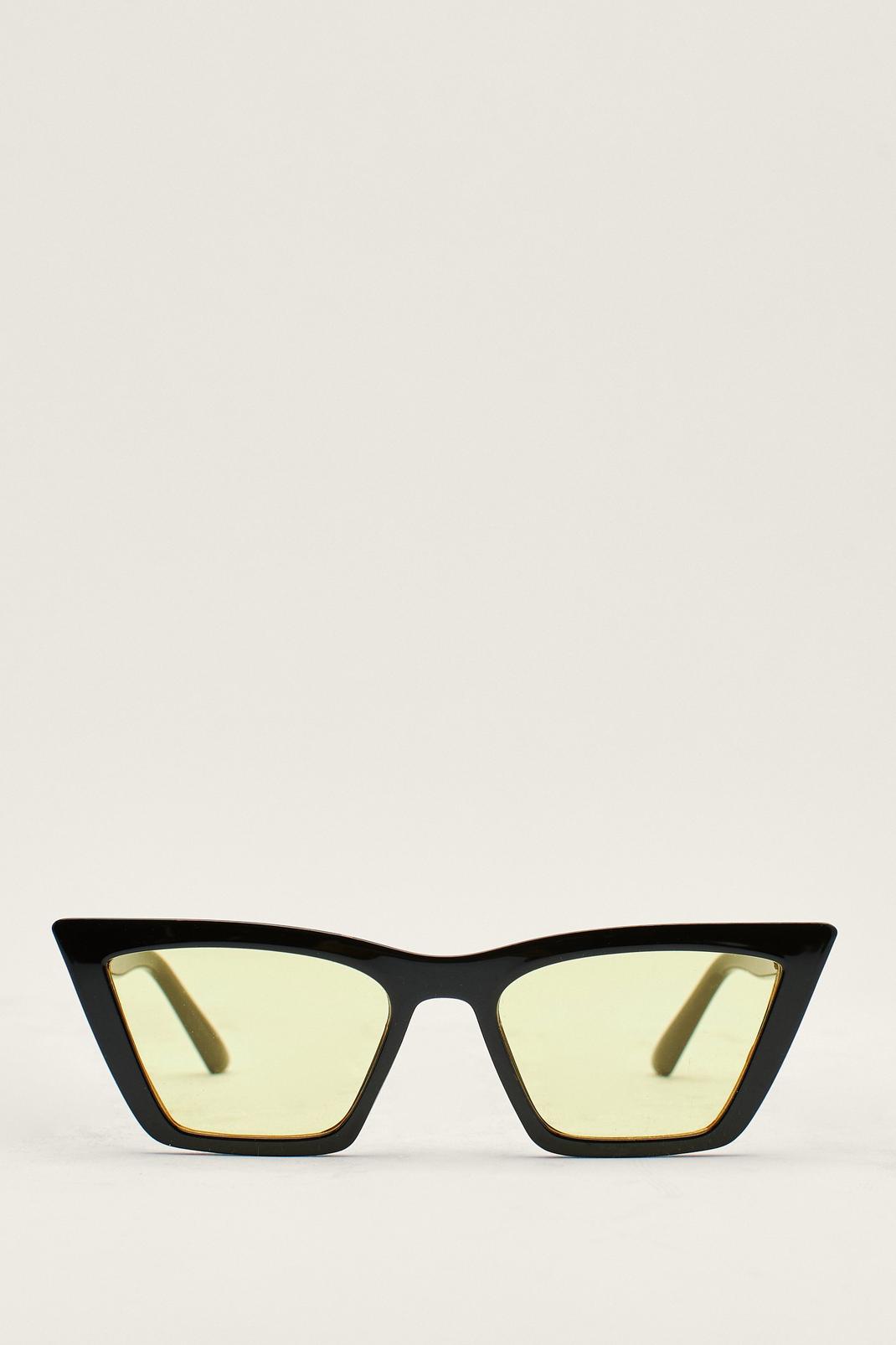 Black Square Cat Eye Plastic Sunglasses image number 1