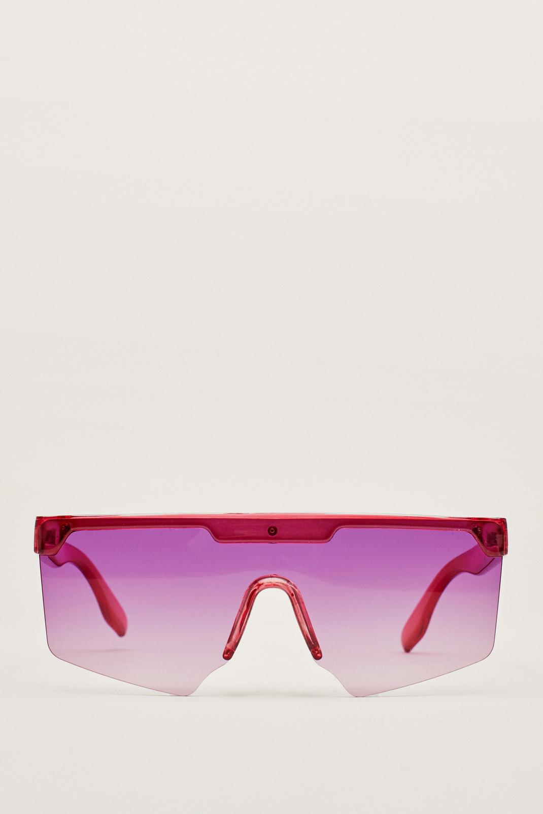 Pink Half Frame Plastic Visor Sunglasses image number 1