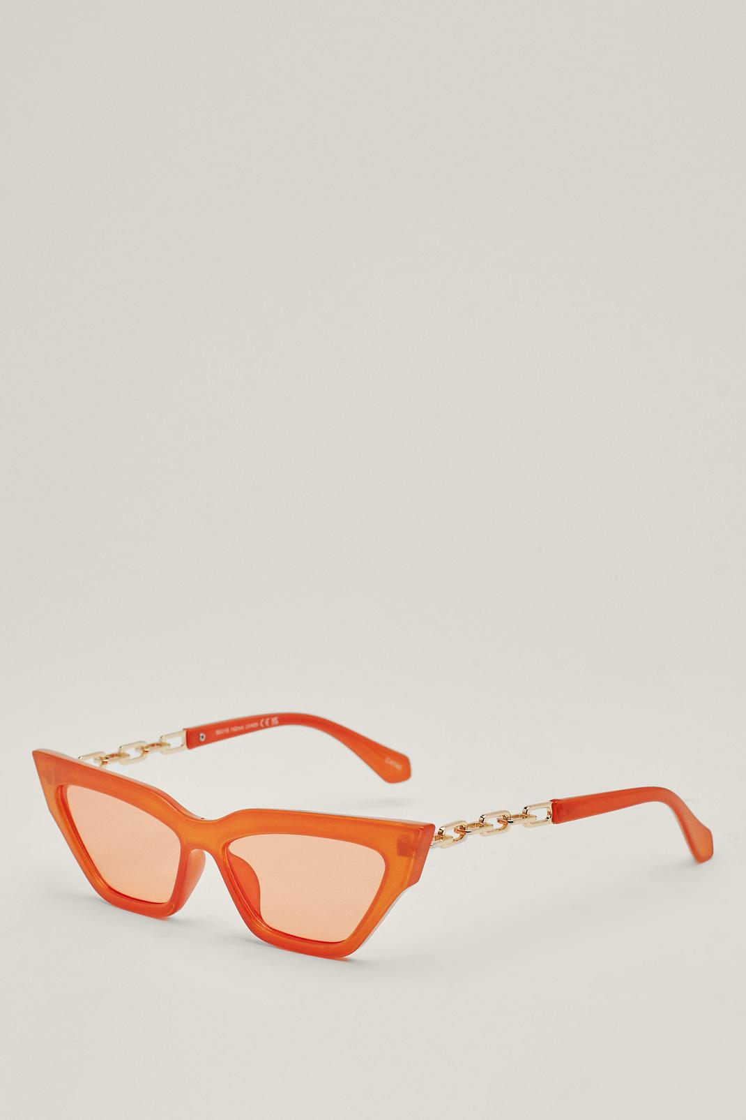 Orange Cat Eye Chain Detail Sunglasses image number 1