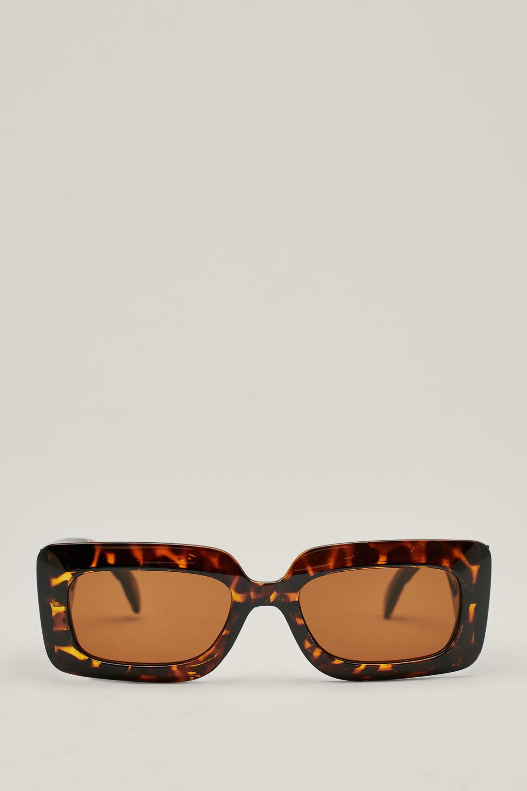 Brown Tortoiseshell Thick Rim Rectangle Sunglasses image number 1