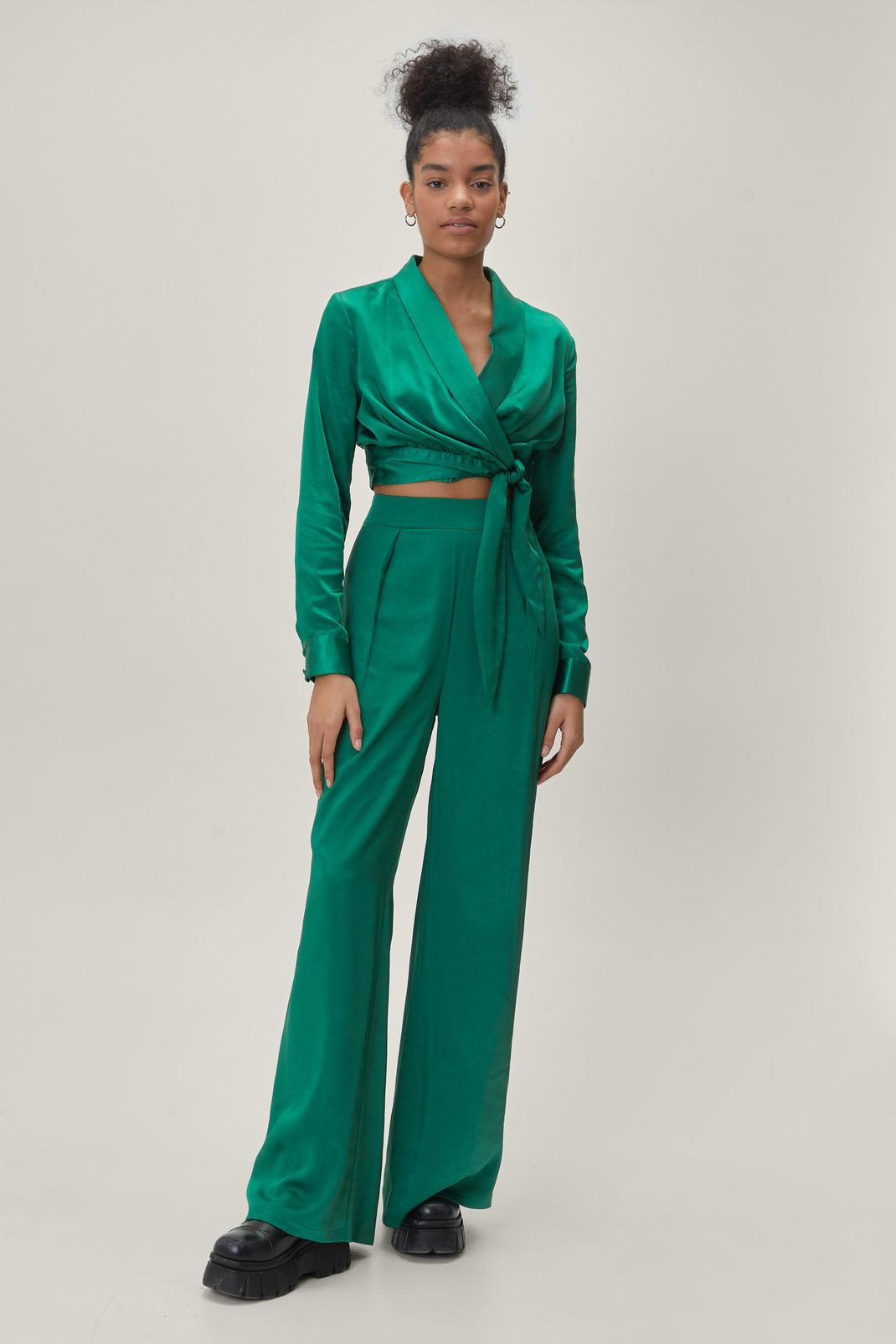 130 Satin Co Ord Wide Leg Pant image number 1