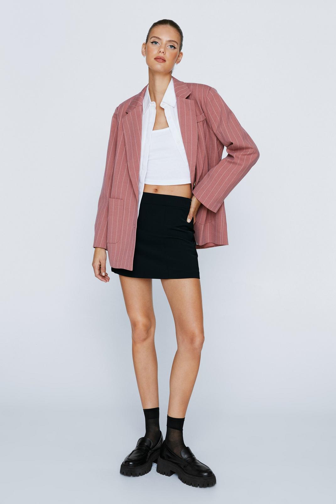 155 Striped Wool Look Oversized Blazer image number 2