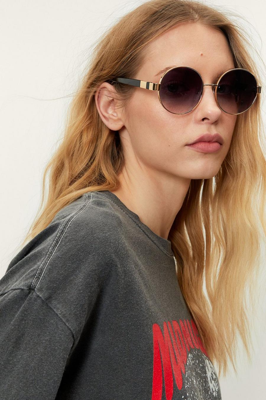 Metal Round Tinted Sunglasses