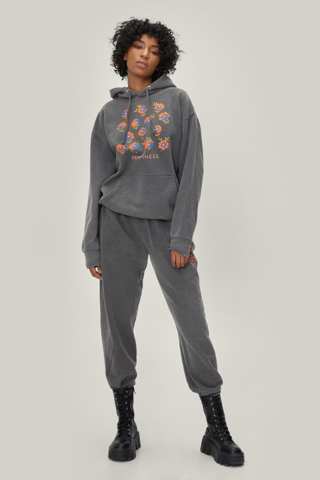 115 Floral Happiness Graphic Relaxed Hoodie image number 2