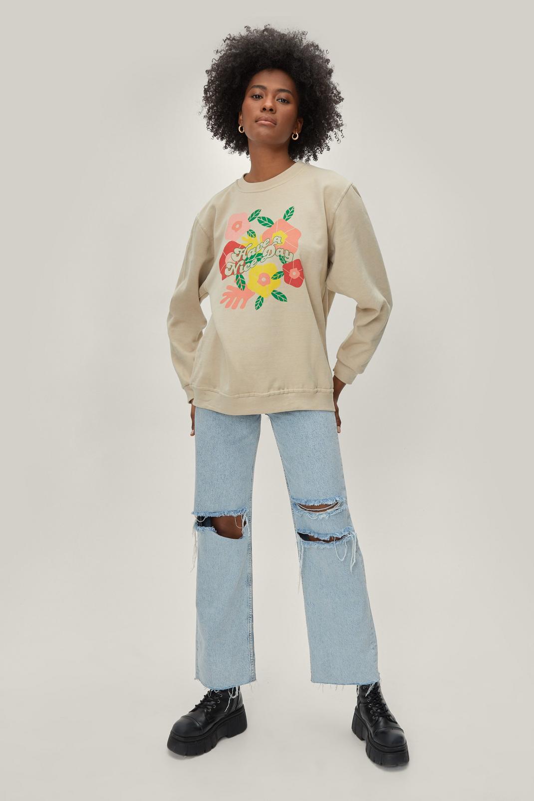 161 Have A Nice Day Bright Print Sweatshirt image number 2