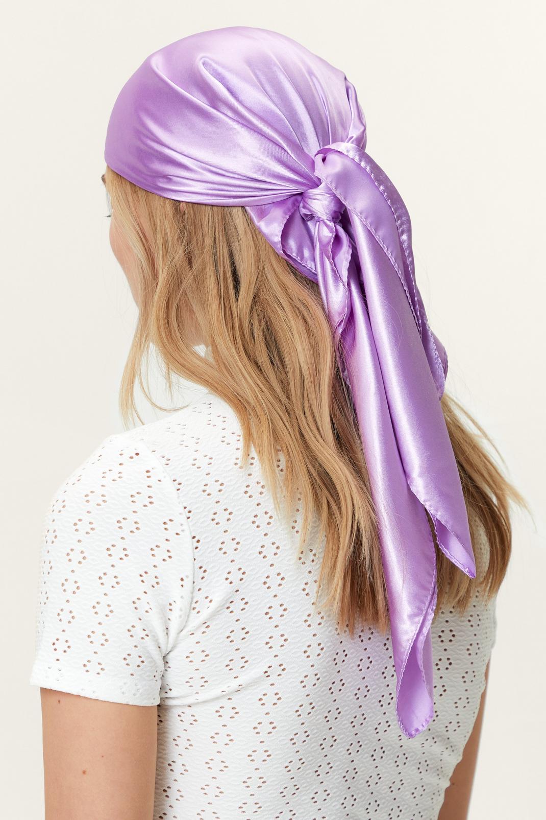 Lilac Plain Satin Headscarf image number 1