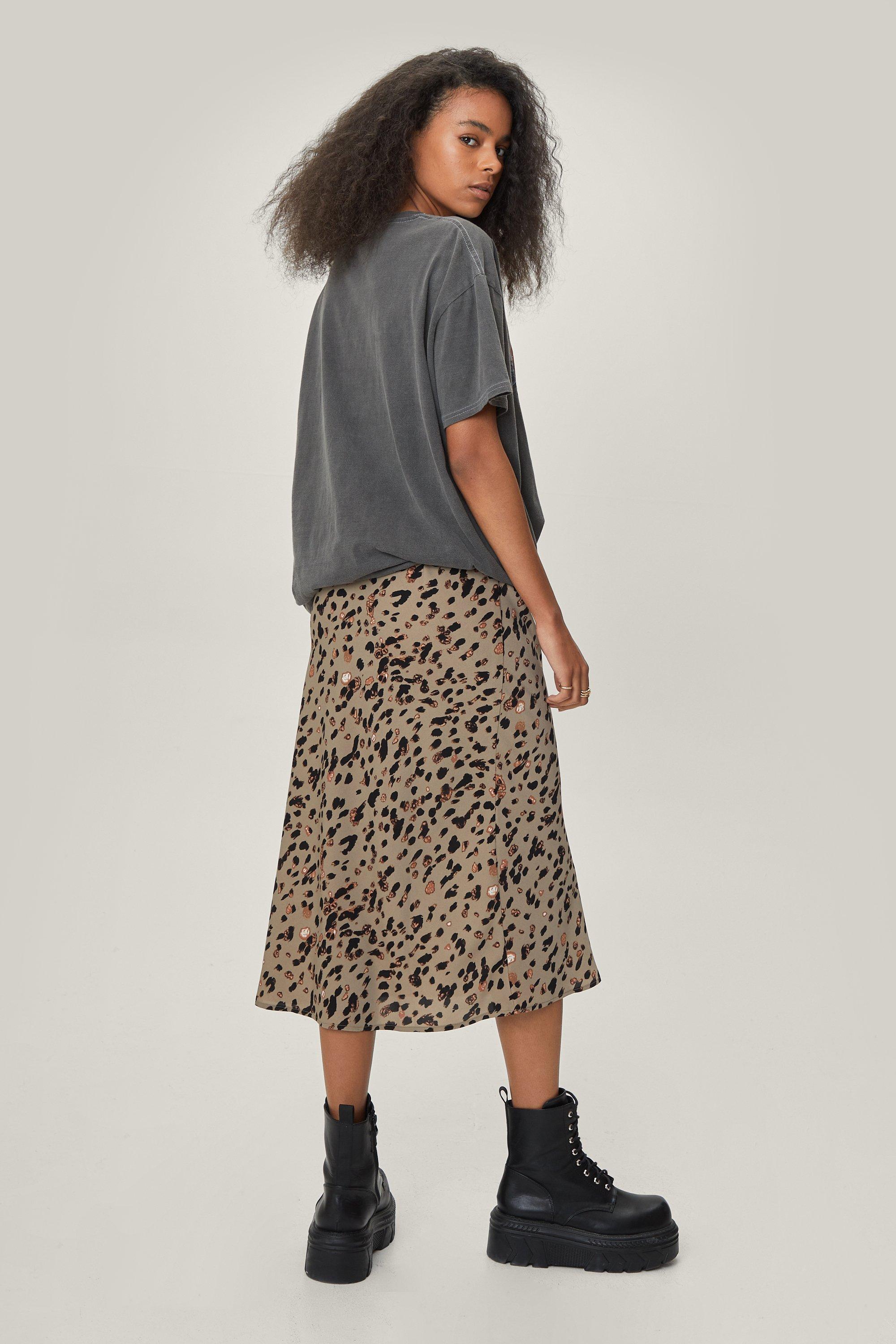 Leopard print sale satin bias skirt