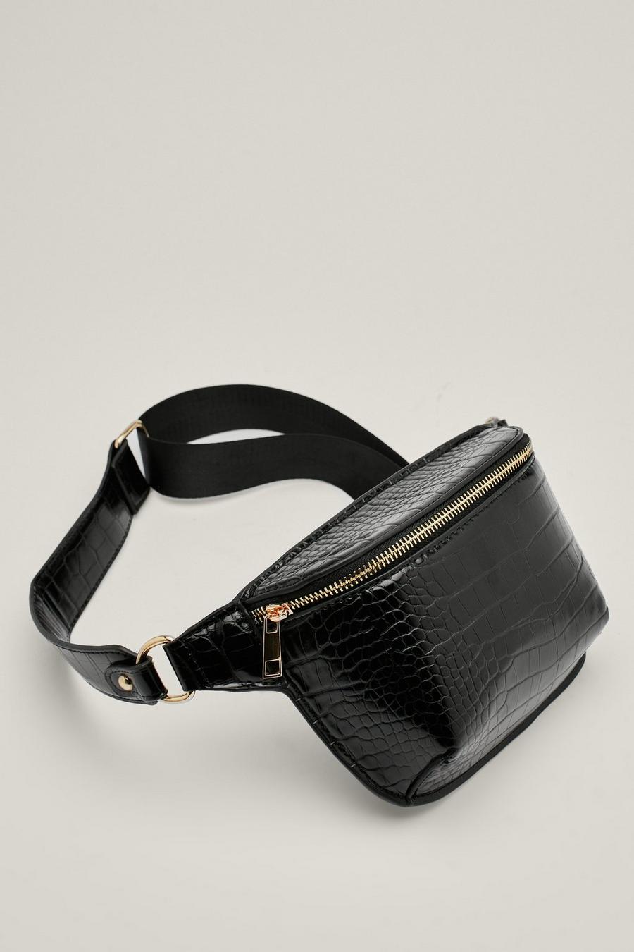 Croc Faux Leather Structured Fanny Pack