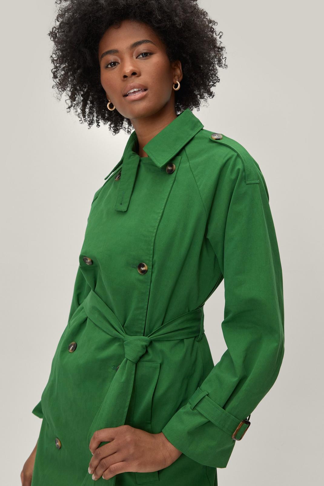 Trench-coat en sergé avec pattes de boutonnage, Green image number 1