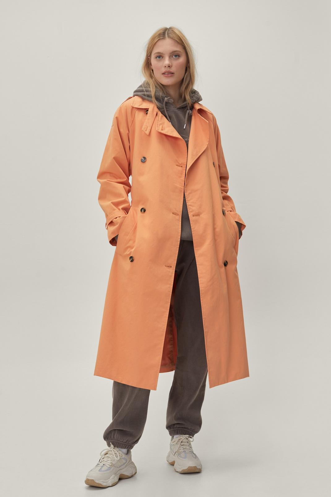 Trench-coat en sergé avec pattes de boutonnage, Orange image number 1