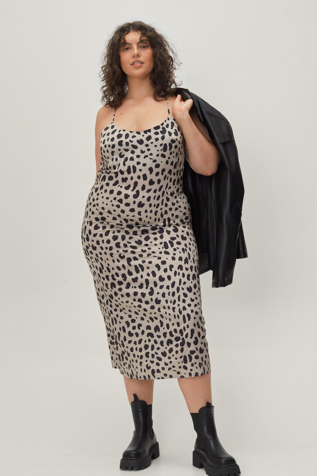 Blush Plus Size Animal Print Maxi Slip Dress image number 1