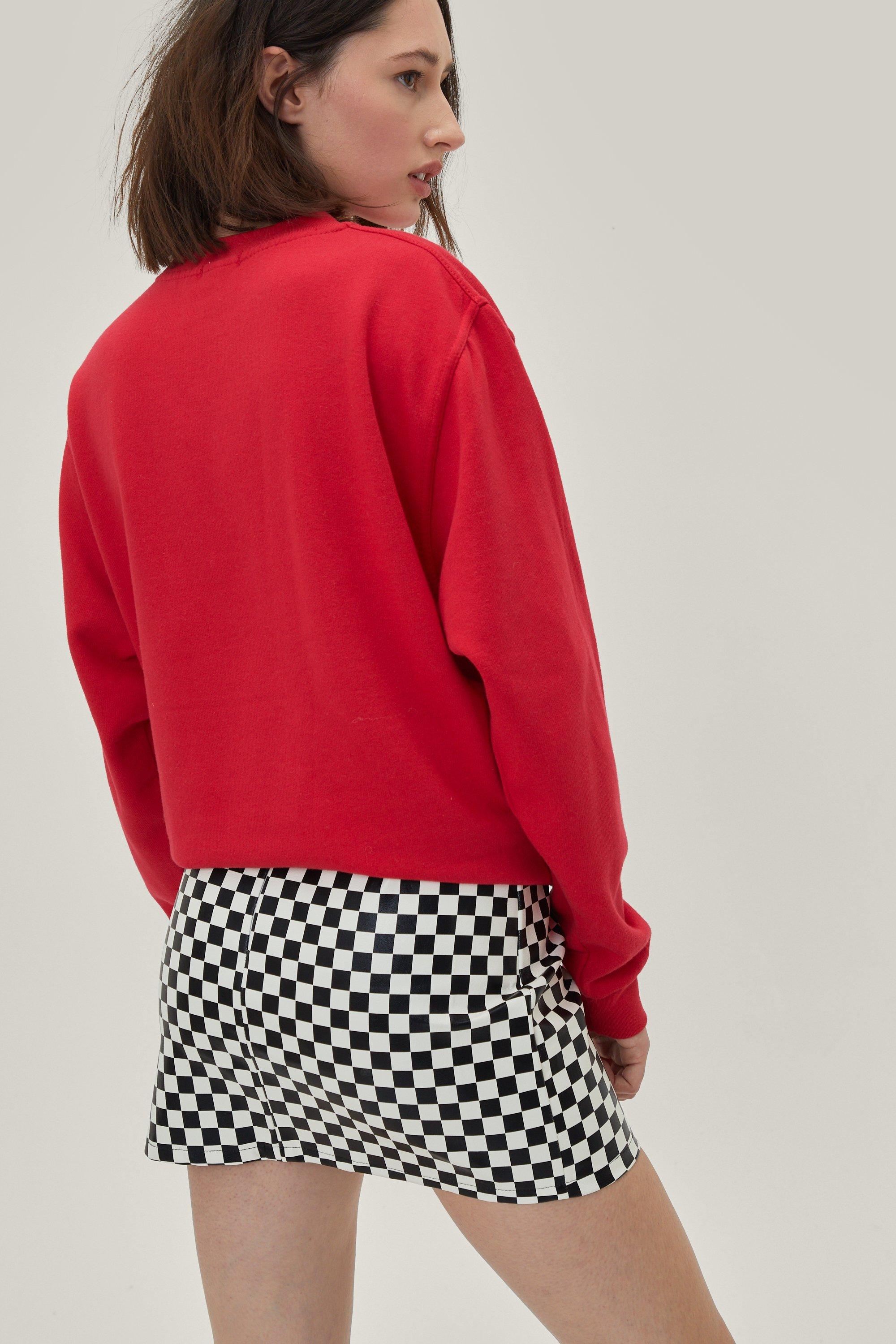 Checkered skirt leather sales