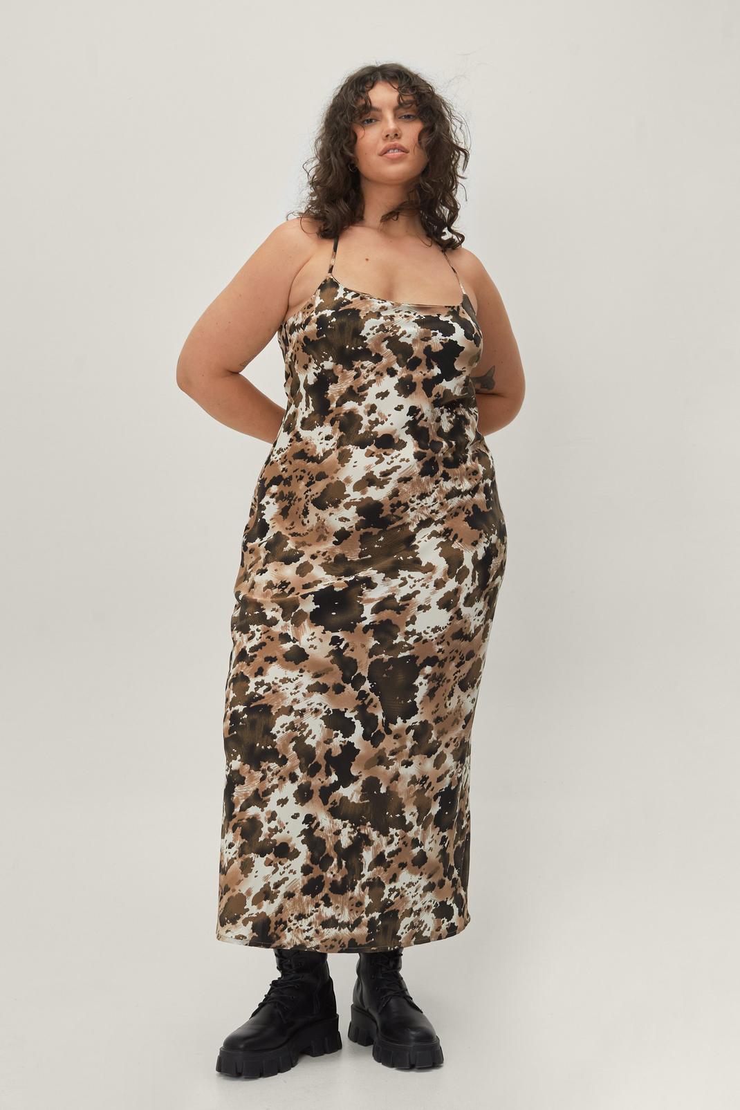 Plus Size Animal Print Maxi Slip Dress image number 1