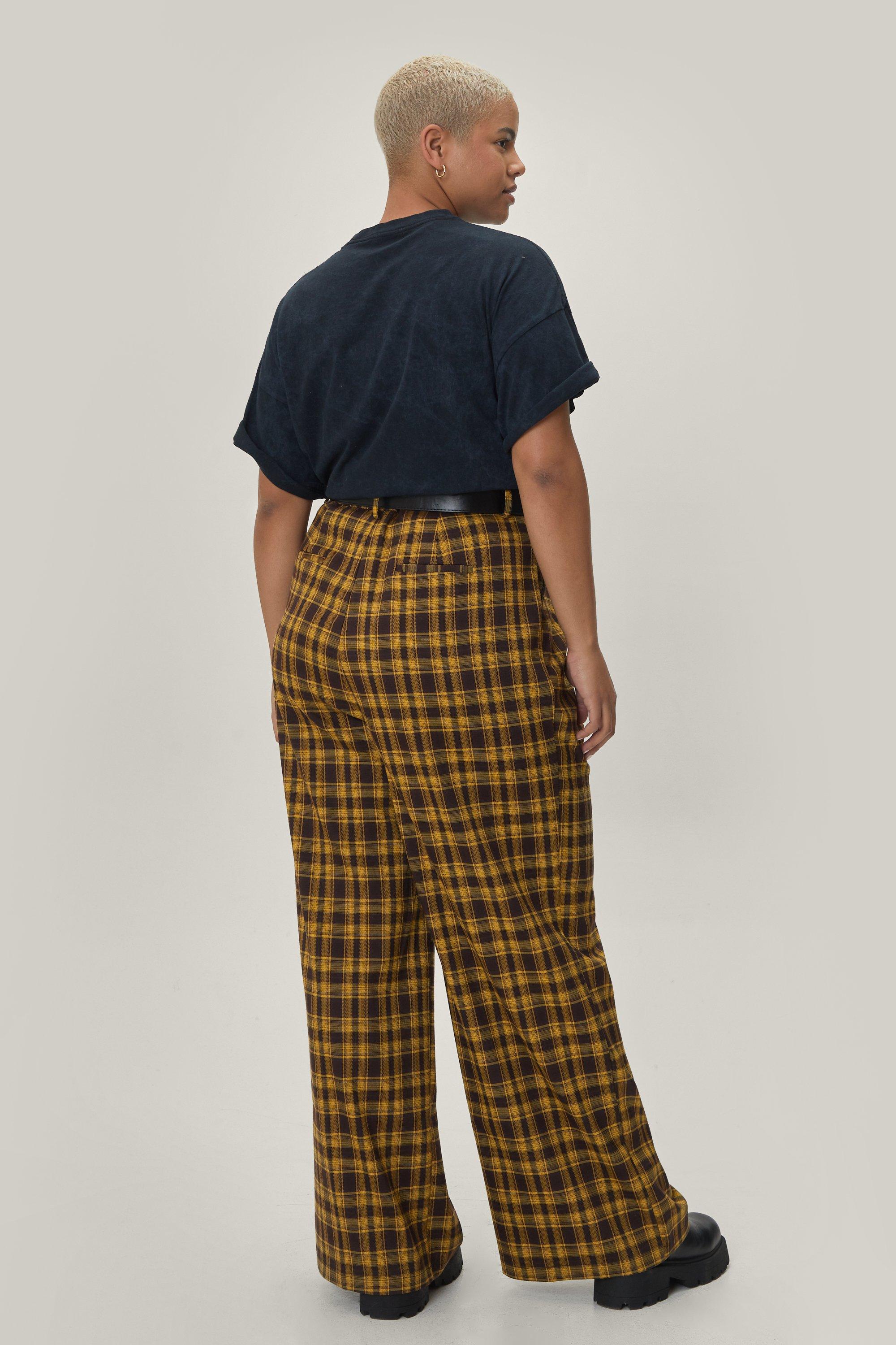 Plus Size Wide Leg Plaid Pants