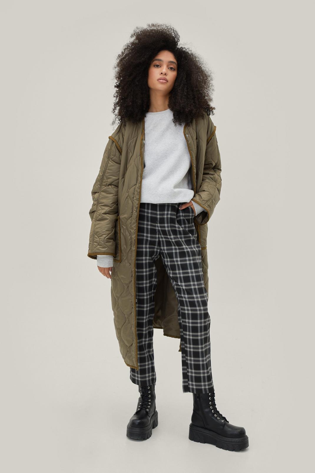 Neutral Check Pleated Tapered Pants image number 1