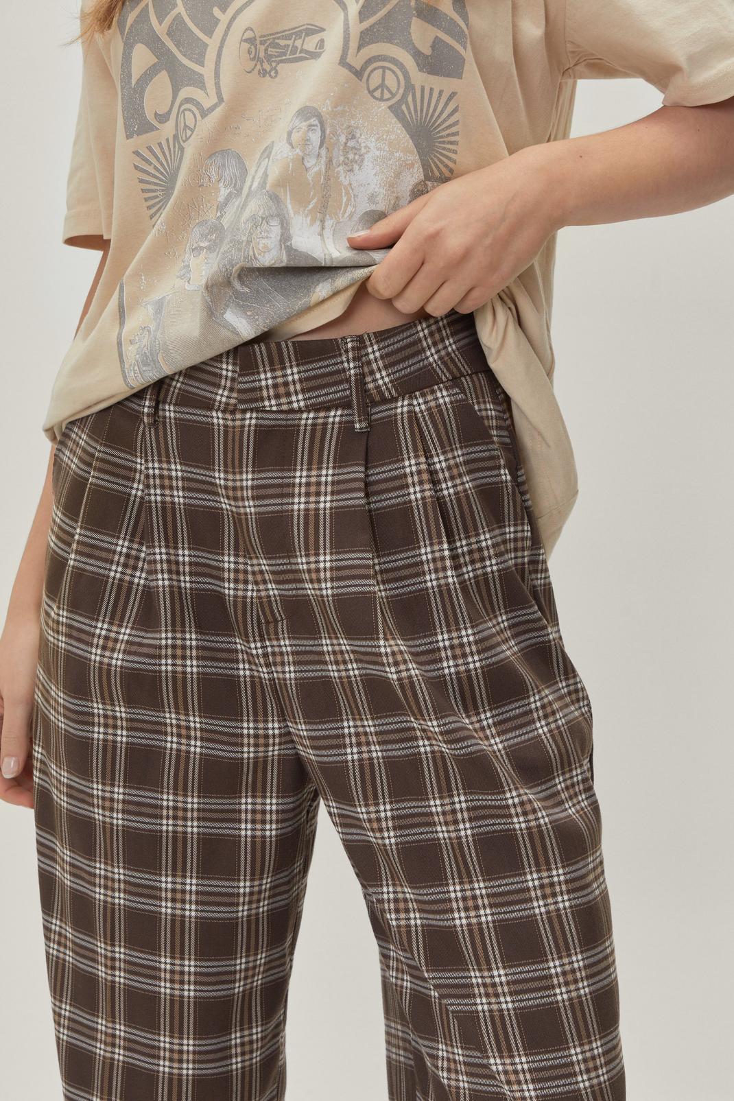 109 Brown Check Wide Leg Trousers image number 2