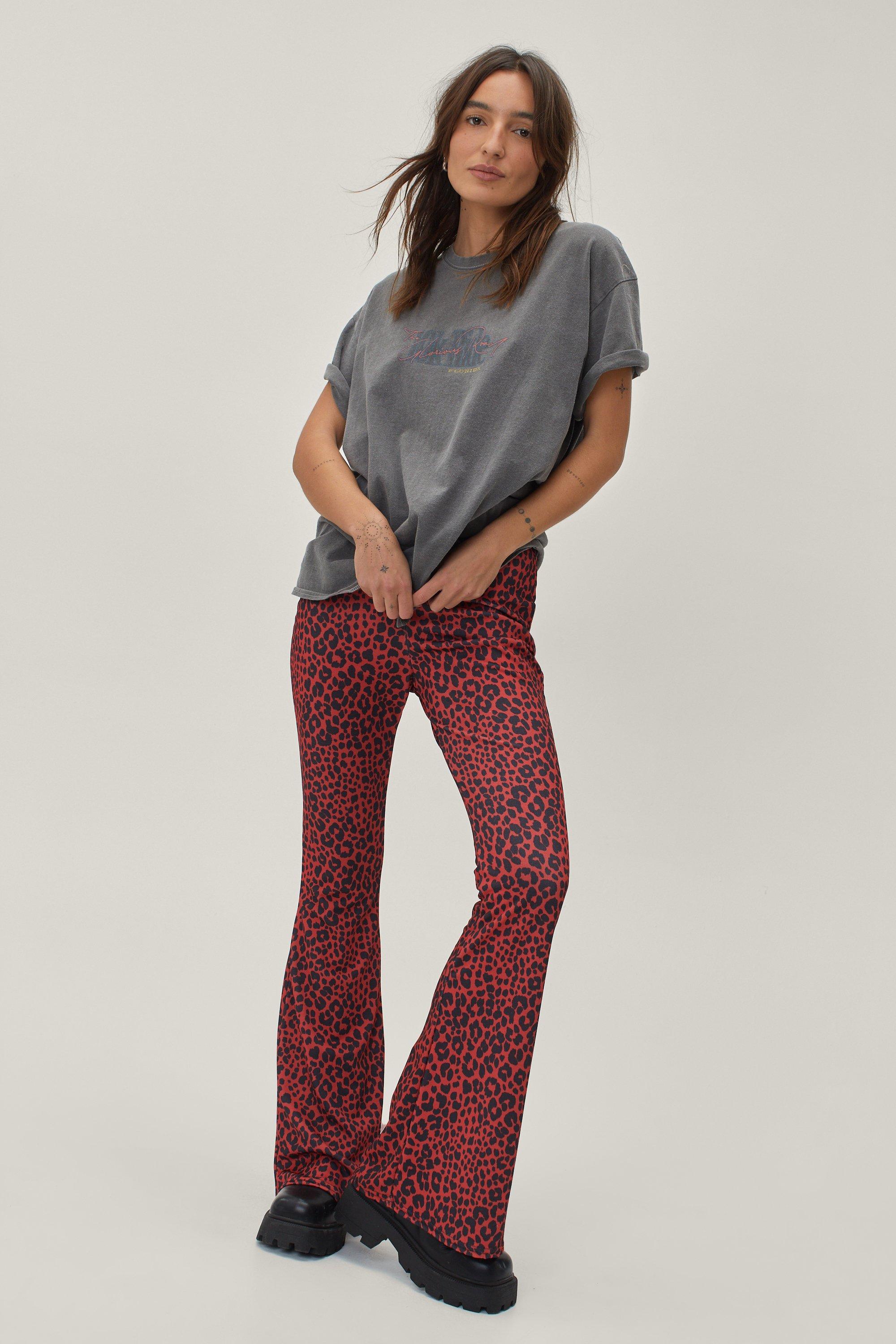 flared leopard print pants