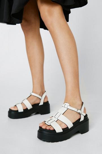 White Faux Leather Chunky Fisherman Sandals