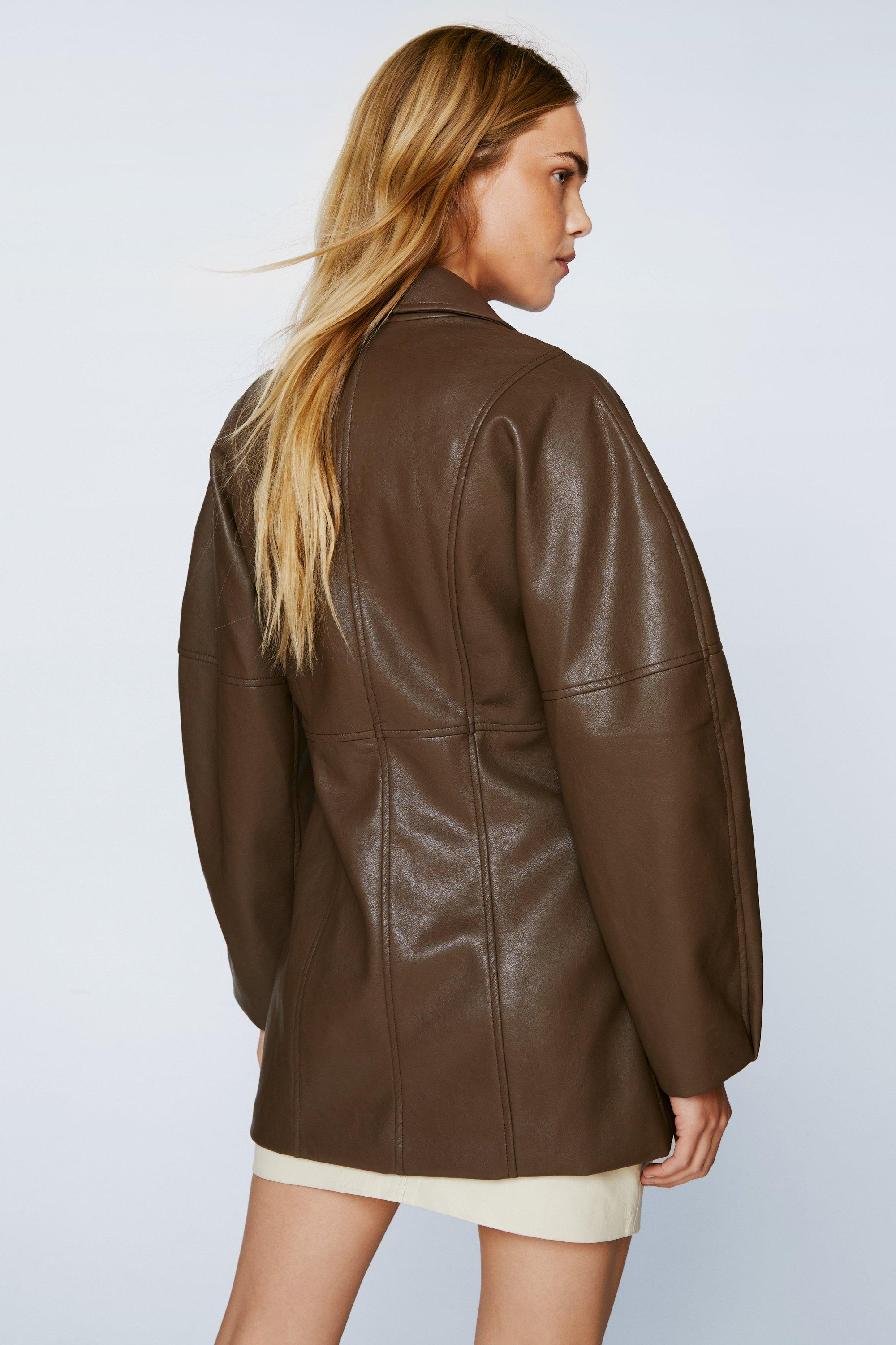 Premium Faux Leather Volume Sleeve Blazer | Nasty Gal