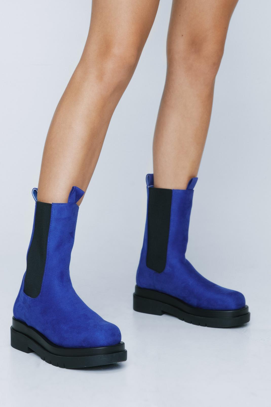 132 Longline Faux Suede Chelsea Boots image number 2