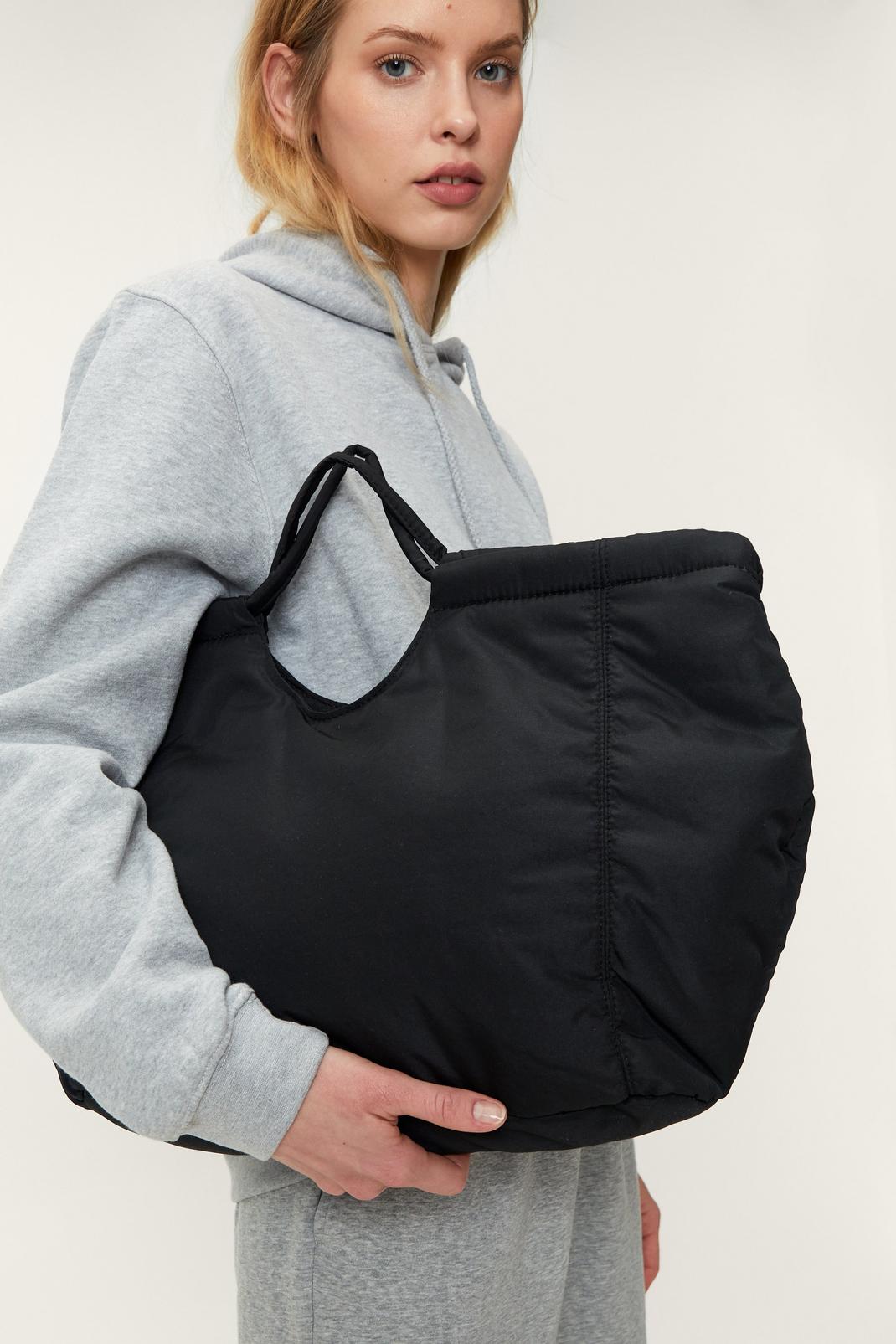 Black Oversized Woven Soft Handle Day Bag image number 1