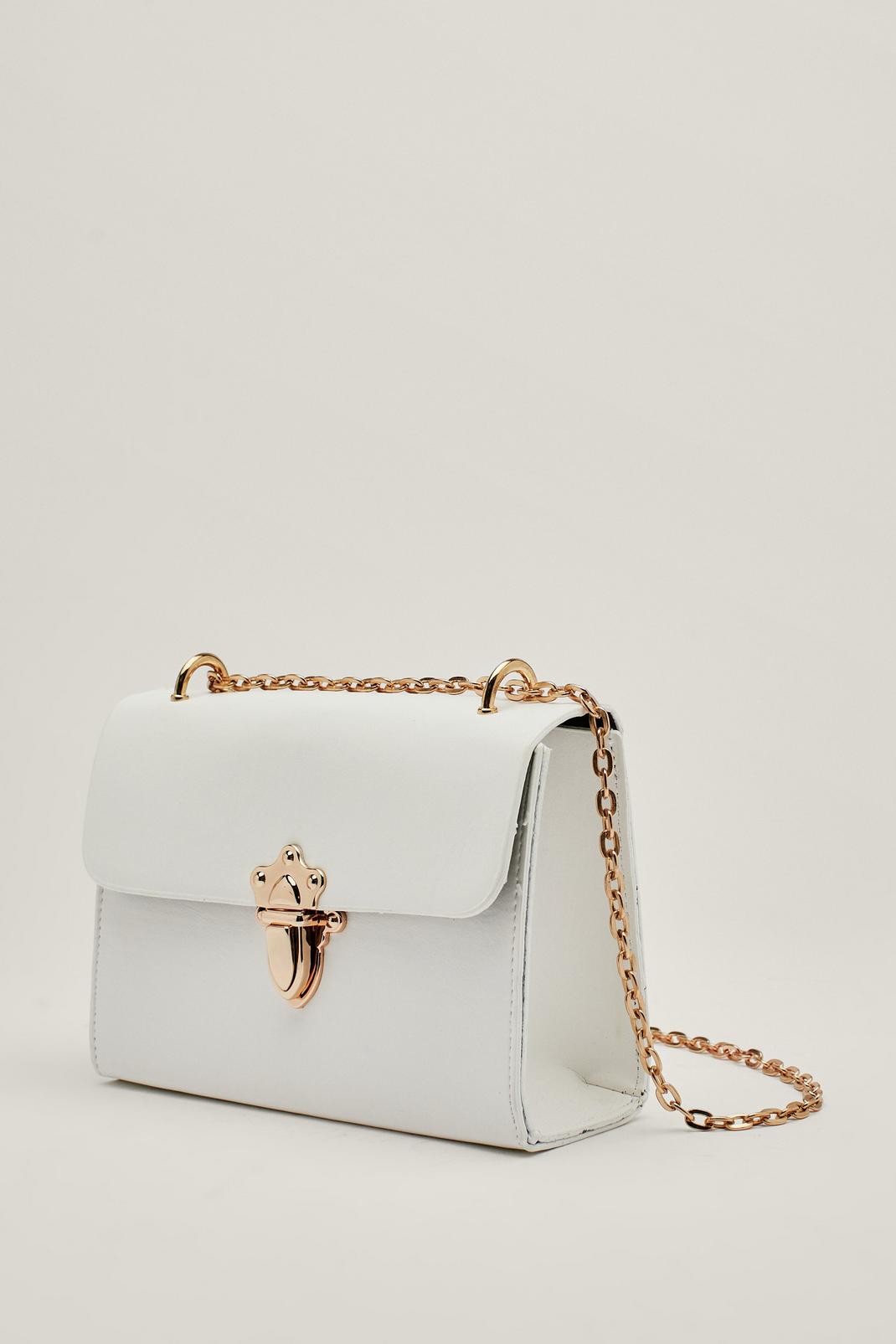 White Faux Leather Crossbody Bag image number 1