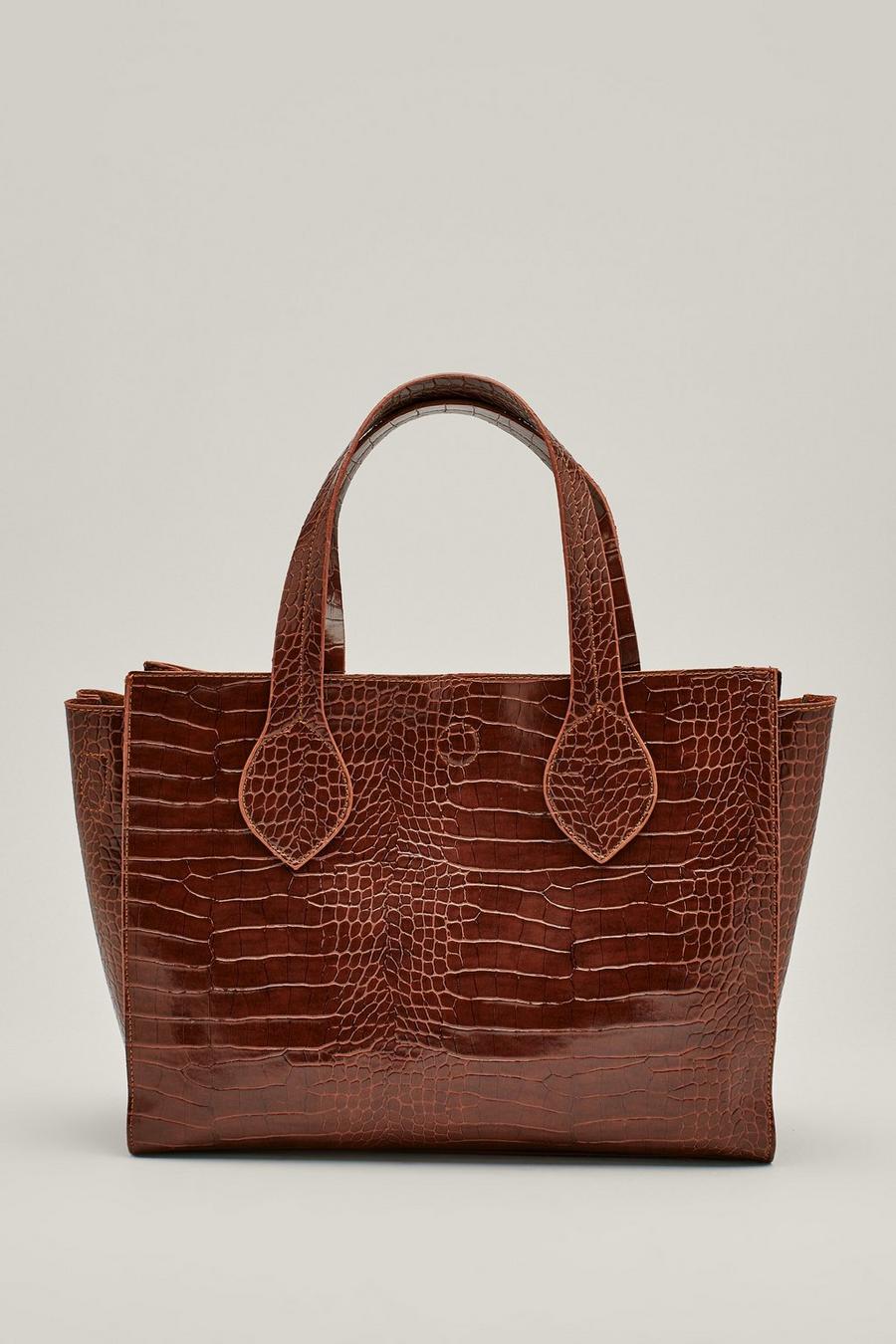 Faux Leather Croc Embossed Day Bag