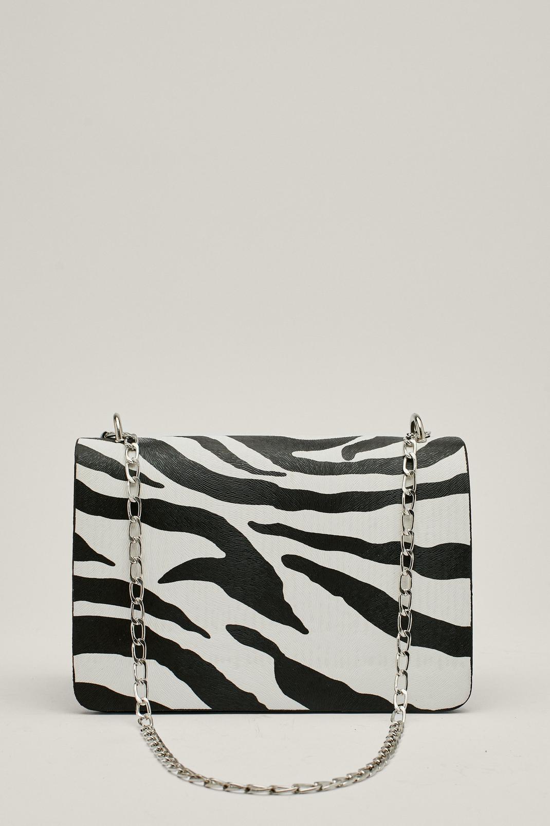 Black Faux Leather Zebra Print Crossbody Bag image number 1
