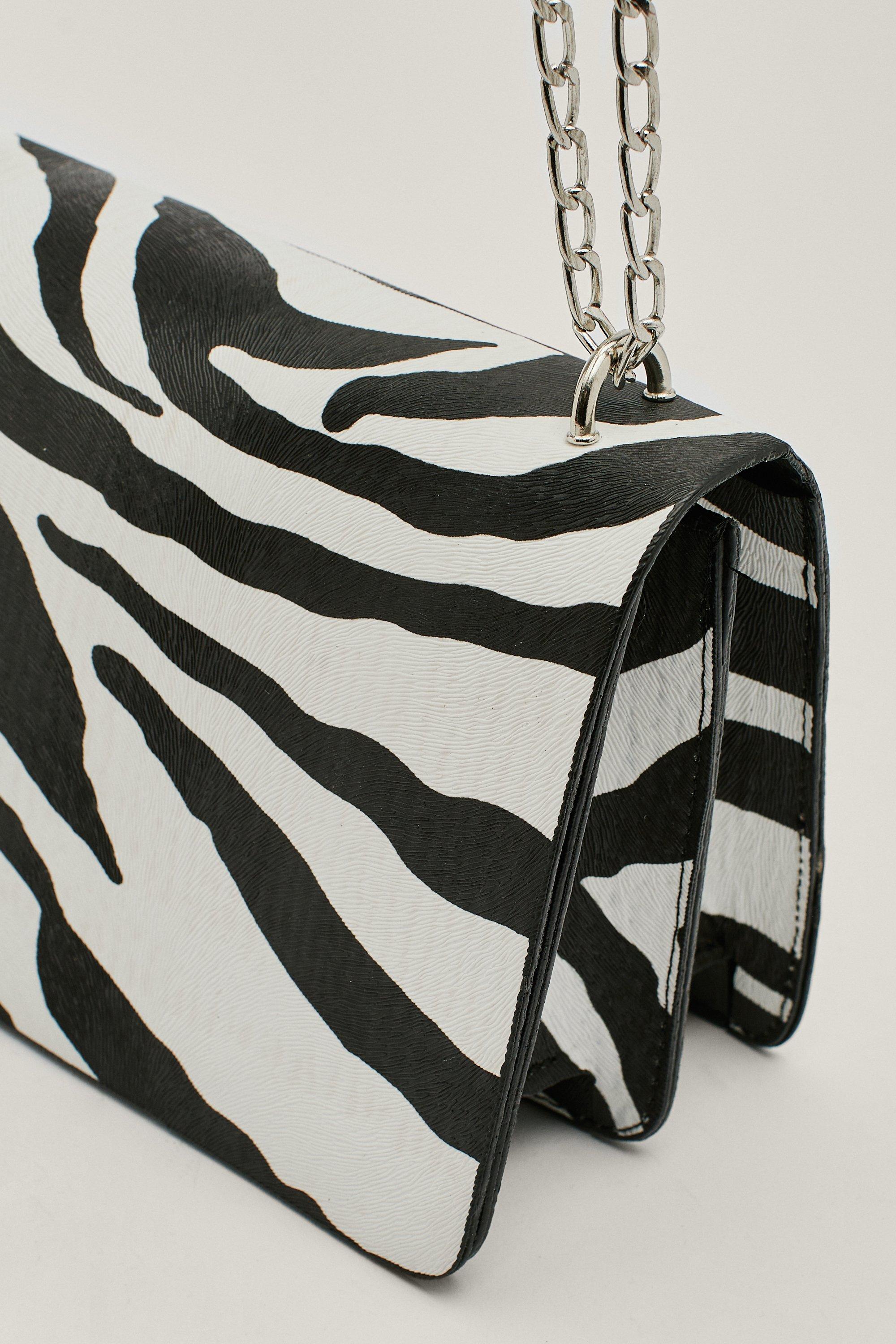 Zebra Print Crossbody Chain Bag
