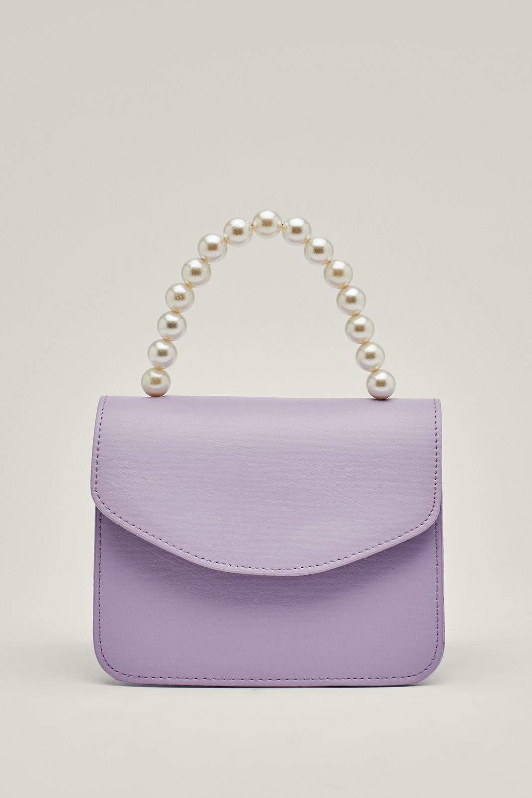 Petit sac à bandoulière avec anse en perle, Lilac image number 1