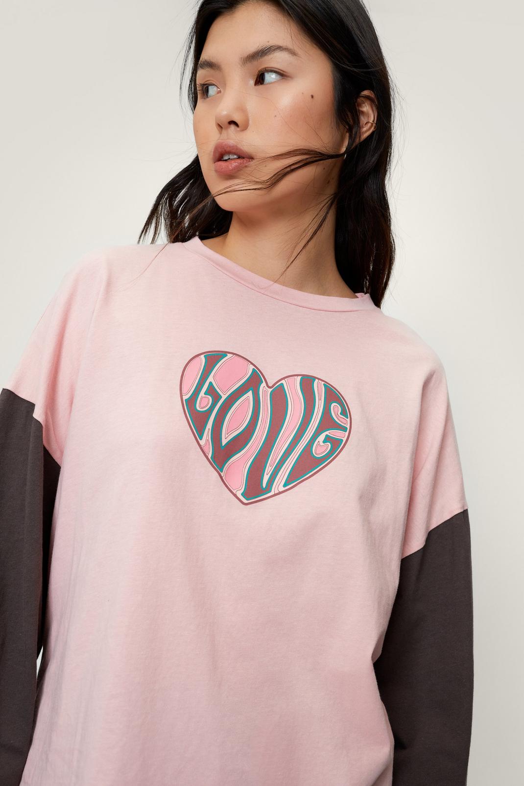 Pink Love Graphic Long Sleeve T-Shirt image number 1