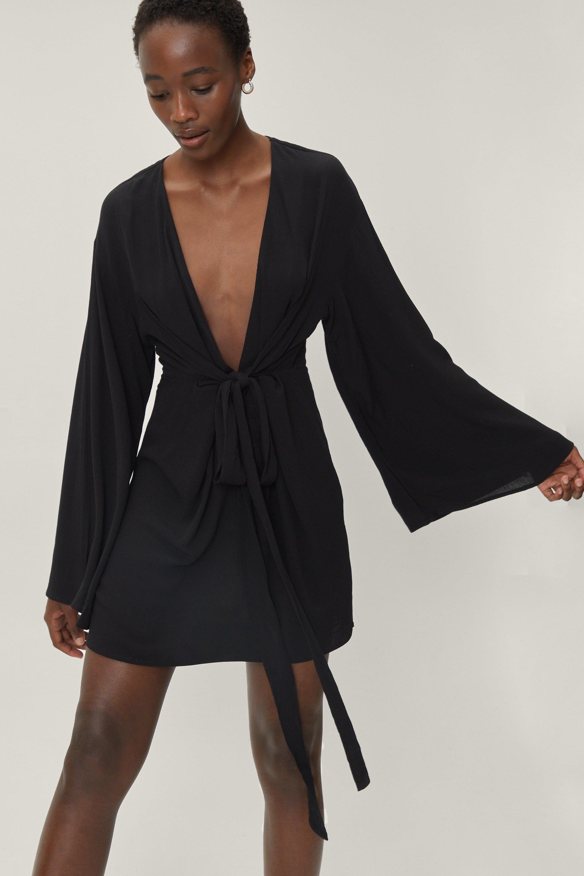 Black Kimono Mini Dress