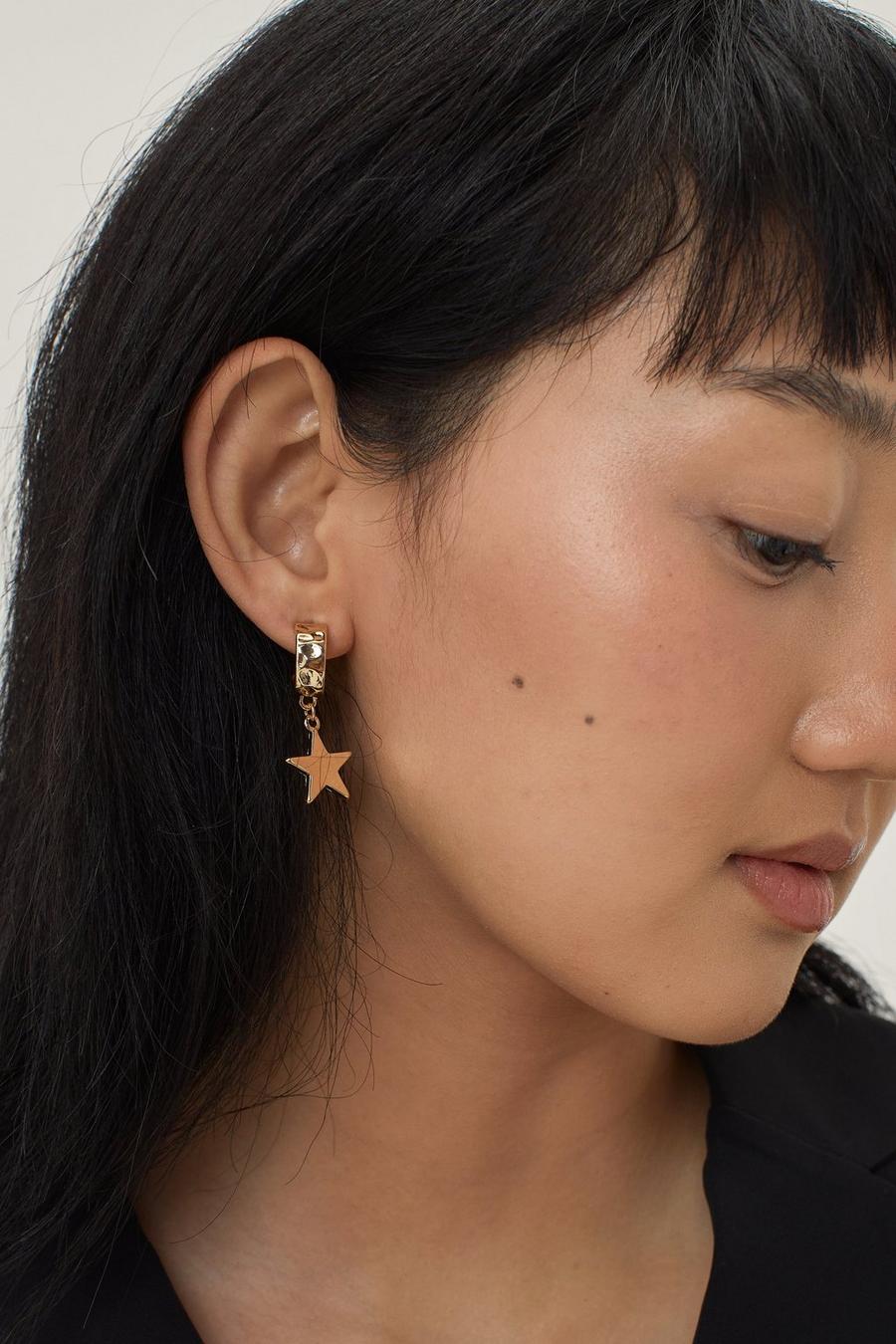 Mini Star Drop Hoop Earrings
