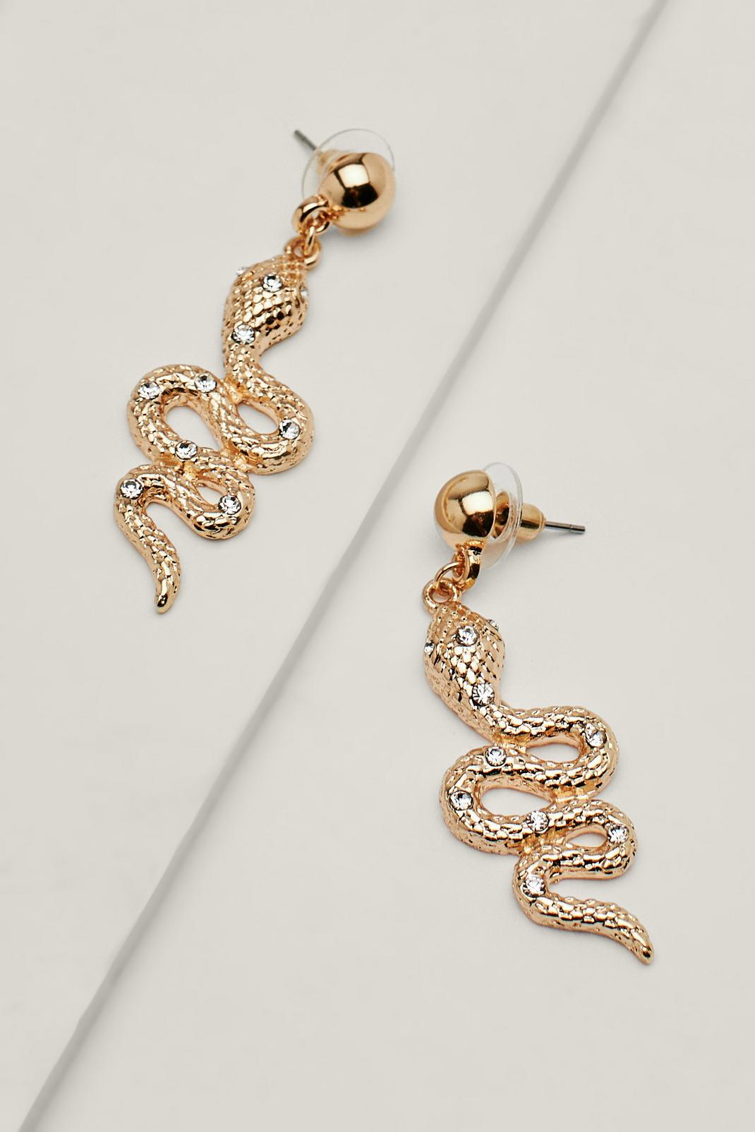 128 Double Layer Snake Drop Earrings image number 2